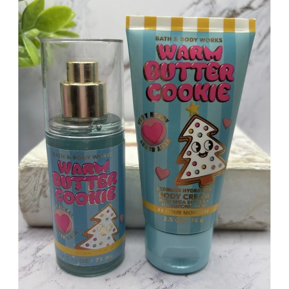 Bath & Body Works Warm Butter Cookie Mini Travel Size Mist & Body Cream Set New